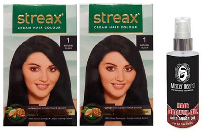 

MISTER BEARD ARGAN GROWTH HAIR OIL WITH STREAX REGULAR NATURAL BLACK (1) X 2(Set of 3)