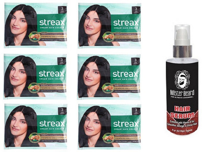 

MISTER BEARD HAIR SERUM WITH STREAX SACHET DARK BROWN PACK OF 6(Set of 7)