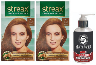 

MISTER BEARD ANTI DANDRUFF CONDITIONER WITH STREAX REGULAR GOLDEN BLONDE (7.3) X 2(Set of 3)