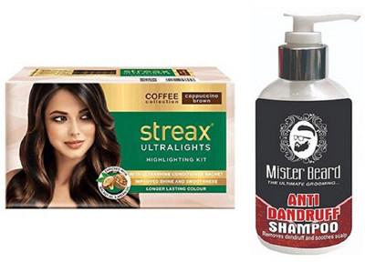 

MISTER BEARD ANTI DANDRUFF SHAMPOO WITH STREAX ULTRALIGHT CAPPUCCINO BROWN(Set of 2)