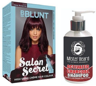 

MISTER BEARD CHARCOAL SHAMPOO WITH BBLUNT BURGUNDY (4.20) HAIR COLOUR(Set of 2)