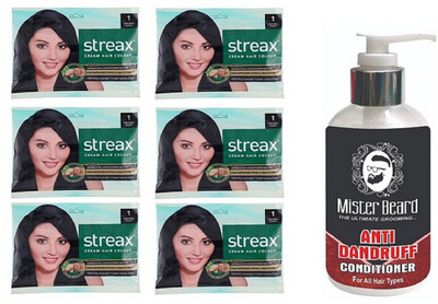 MISTER BEARD ANTI DANDRUFF CONDITIONER WITH STREAX SACHET BLACK PACK X 6(Set of 7)