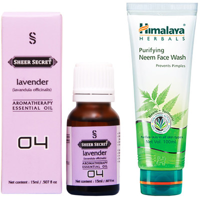 

SHEER SECRET LAVENDER ESSENTIAL OIL 15 ML and HIMALAYA NEEM FACE WASH 100 ML(Set of 2)