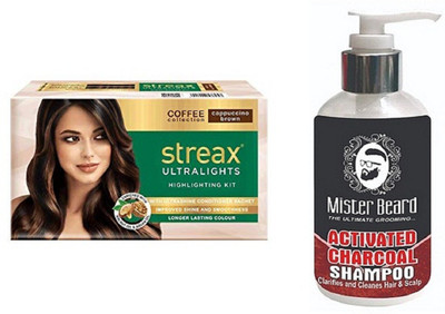 

MISTER BEARD CHARCOAL SHAMPOO WITH STREAX ULTRALIGHT CAPPUCCINO BROWN(Set of 2)