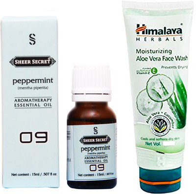 

SHEER SECRET PEPPERMINT ESSENTIAL OIL 15 ML and HIMALAYA ALOEVERA FACE WASH 100 ML(Set of 2)