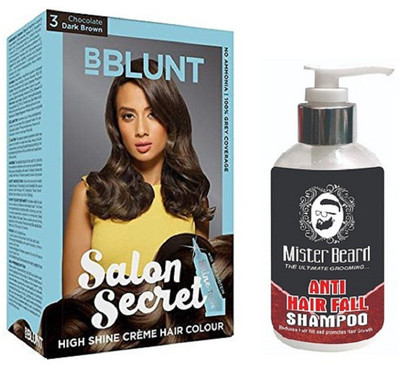

MISTER BEARD ANTI HAIR FALL SHAMPOO WITH BBLUNT DARK BROWN (3) HAIR COLOUR(Set of 2)