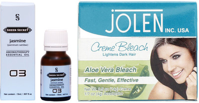 

SHEER SECRET JASMINE ESSENTIAL OIL 15ML and JOLEN ALOEVERA BLEACH 35GRAMS(Set of 2)