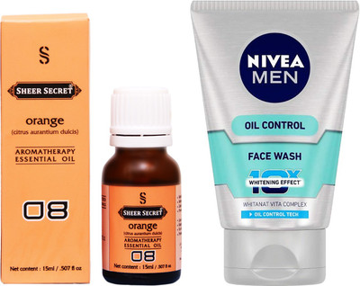 

SHEER SECRET ORANGE ESSENTIAL OIL 15 ML and NIVEA OIL CONTROL FACE WASH 100 ML(Set of 2)