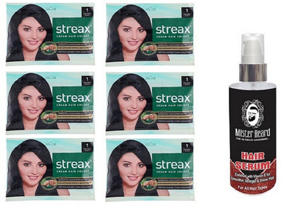 

MISTER BEARD HAIR SERUM WITH STREAX SACHET N.BLACK PACK X 6(Set of 7)