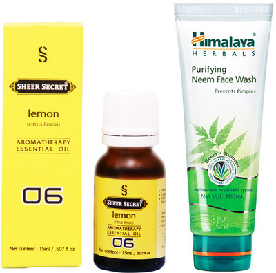 

SHEER SECRET LEMON ESSENTIAL OIL 15 ML and HIMALAYA NEEM FACE WASH 100 ML(Set of 2)