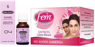 

SHEER SECRET LAVENDER ESSENTIAL OIL 15ML and FEM SAFFRON BLEACH 64 GRAMS(Set of 2)