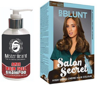 

MISTER BEARD ANTI HAIR FALL SHAMPOO WITH BBLUNT LIGHT BROWN (5.32) HAIR COLOUR(Set of 2)