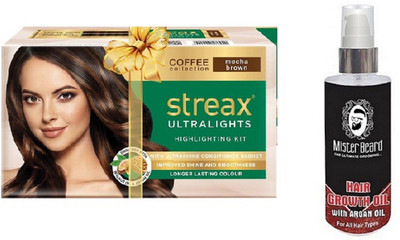 

MISTER BEARD ARGAN GROWTH HAIR OIL WITH STREAX ULTRALIGHT MOCHA BROWN(Set of 2)
