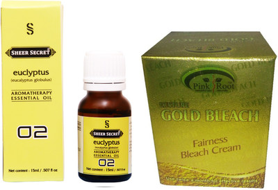 

SHEER SECRET EUCLYPTUS ESSENTIAL OIL 15ML and PINK ROOT GOLD BLEACH 43 GRAMS(Set of 2)
