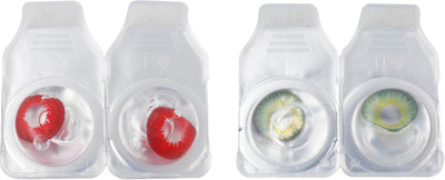 

Optify 2 Pair Zero Power Monthly Color Contact Lens (Red-Green) Monthly Contact Lens(1, Red_Green, Pack of 2)