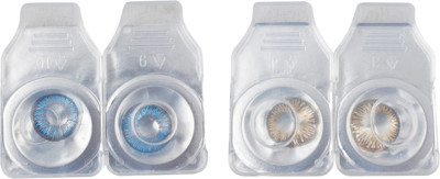 

Optify 2 Pair Zero Power Monthly Color Contact Lens (Blue-Honey) Monthly Contact Lens(1, Blue_Honey, Pack of 2)