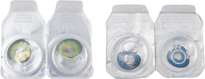 

Optify 2 Pair Zero Power Monthly Color Contact Lens (Dark Green-Blue ) Monthly Contact Lens(1, Dark Green_Blue, Pack of 2)