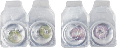 

Optify 2 Pair Zero Power Monthly Color Contact Lens (Green-Voilet) Monthly Contact Lens(1, Green_Voilet, Pack of 2)