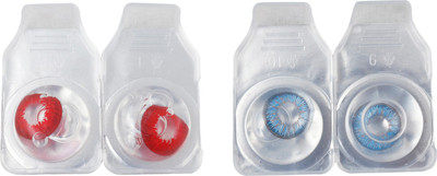 

Optify 2 Pair Zero Power Monthly Color Contact Lens (Red-Blue ) Monthly Contact Lens(1, Red_Blue, Pack of 2)