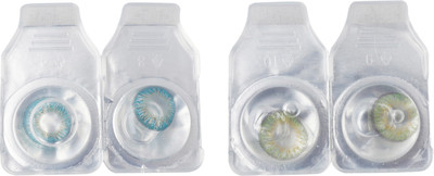 

Optify 2 Pair Zero Power Monthly Color Contact Lens (Blue-Green) Monthly Contact Lens(1, Blue_Green, Pack of 2)