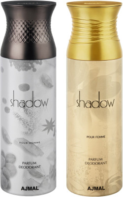 

Ajmal Shadow Homme & Shadow Femme Deodorant Spray - For Men & Women(200 ml, Pack of 2)