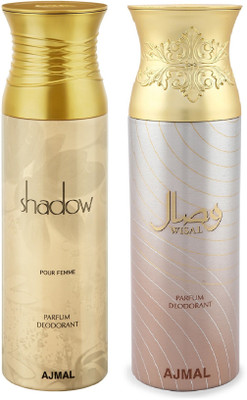

Ajmal Shadow Femme & Wisal Deodorant Spray - For Women(200 ml, Pack of 2)
