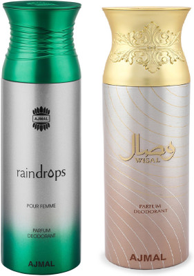 

Ajmal Raindrops & Wisal Deodorant Spray - For Women(200 ml, Pack of 2)