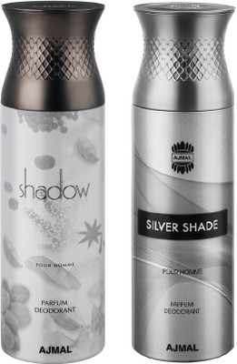 

Ajmal Shadow Homme & Silver Shade Deodorant Spray - For Men(200 ml, Pack of 2)