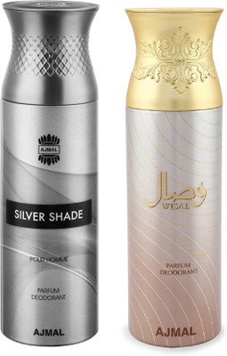 

Ajmal Silver Shade & Wisal Deodorant Spray - For Men & Women(200 ml, Pack of 2)