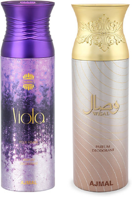 

Ajmal Viola & Wisal Deodorant Spray - For Women(200 ml, Pack of 2)