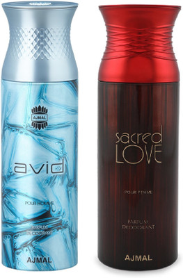 

Ajmal Avid Homme & Sacred love Deodorant Spray - For Men & Women(200 ml, Pack of 2)