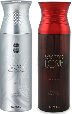 

Ajmal Evoke & Sacredlove Deodorant Spray - For Men & Women(200 ml, Pack of 2)