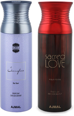 Ajmal Sacrifice for her & Sacred love Deodorant Spray - For Women(200 ml, Pack of 2)