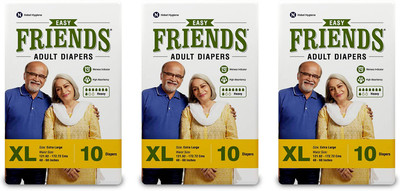

Friends EASY ADULT DIAPERS, SIZE XL, 10 PCS PACK, COMBO OF 3 PACKS,FOR WAIST SIZE 48''-68'' INCHES, TOTAL 30 DIAPERS Adult Diapers - XL(30 Pieces)