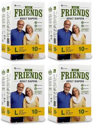 

Friends EASY ADULT DIAPERS, SIZE LARGE, 10 PCS PACK, COMBO OF 4 PACKS, FOR WAIST SIZE 38''-60'' INCHES, TOTAL 40 DIAPERS Adult Diapers - L(40 Pieces)