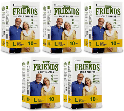 

Friends EASY ADULT DIAPERS, SIZE LARGE, 10 PCS PACK, COMBO OF 5 PACKS, FOR WAIST SIZE 38''-60'' INCHES, TOTAL 50 DIAPERS Adult Diapers - L(50 Pieces)
