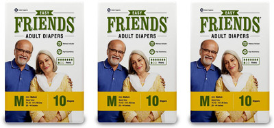 

Friends EASY ADULT DIAPERS, SIZE MEDIUM, 10 PCS PACK, COMBO OF 3 PACKS, FOR WAIST SIZE 28''-44'' INCHES, TOTAL 30 DIAPERS Adult Diapers - M(30 Pieces)