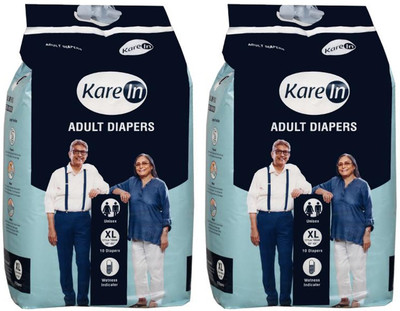 

Karein Adult Diapers, Size XL, 10 Pcs Pack, Combo of 2 Packs, for Waist Size 50"-65" INCHES,Total 20 Diapers Adult Diapers - XL(20 Pieces)