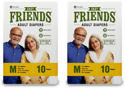 

Friends EASY ADULT DIAPERS, SIZE MEDIUM, 10 PCS PACK, COMBO OF 2 PACKS, FOR WAIST SIZE 28''-44'' INCHES, TOTAL 20 DIAPERS Adult Diapers - M(20 Pieces)