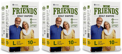 

Friends EASY ADULT DIAPERS, SIZE LARGE, 10 PCS PACK, COMBO OF 3 PACKS, FOR WAIST SIZE 38''-60'' INCHES, TOTAL 30 DIAPERS Adult Diapers - L(30 Pieces)
