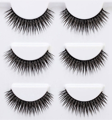 

FOK 3 Pairs Black Synthetic Fiber Natural Long False Eyelashes Size:11*9*1 cm(Pack of 3)