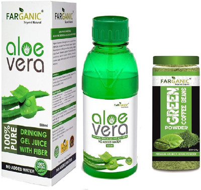 

FARGANIC BUY 100% Fresh Aloe Vera Juice 500 ml GET Organic Arabica Green Coffee Powder 225g Combo(Aloe Vera 500ml, Green Coffee Beans Powder 225g)