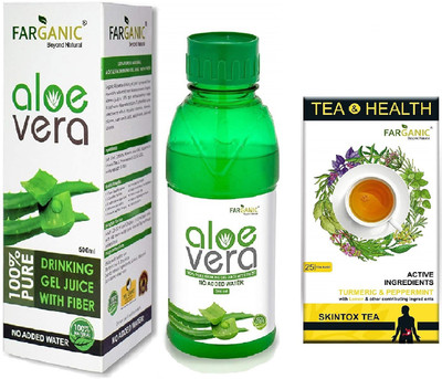 

FARGANIC Buy 100% Pure Natural Aloe Vera 500 ml & Skintox Green Tea 25 Tea Bags Combo(Aloe Vera 500ml, 25 Tea Bags)