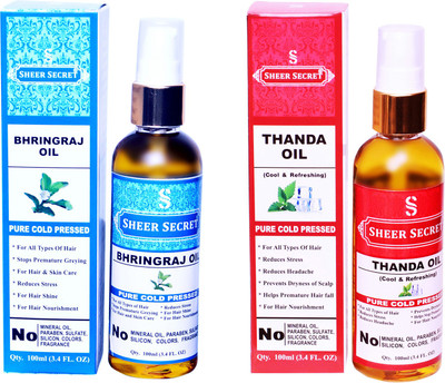 

SHEER SECRET THANDA OIL and BHRINGRAJ OIL (100% PURE COLD PRESSED OIL) Hair Oil(200 ml)