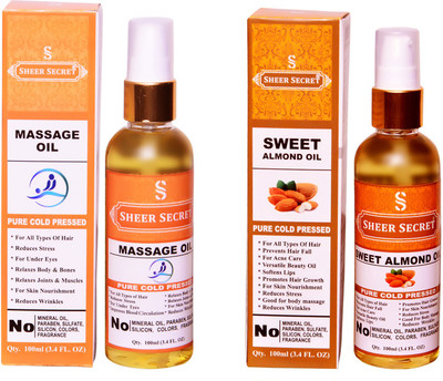 

SHEER SECRET SWEET ALMOND OIL and MASSAGE OIL (100% PURE COLD PRESSED OIL) Hair Oil(200 ml)
