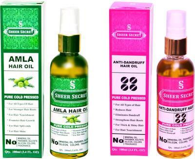 

SHEER SECRET ANTI DANDRUFF OIL and AMLA HAIR OIL (100% PURE COLD PRESSED OIL) Hair Oil(200 ml)
