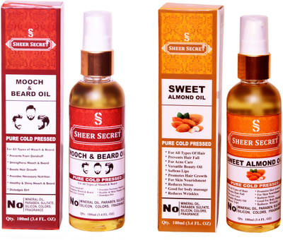 

SHEER SECRET SWEET ALMOND OIL and MOOCH & BEARD OIL (100% PURE COLD PRESSED OIL) Hair Oil(200 ml)