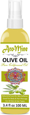 

AroMine 100% Organic Premium Cold Pressed Extra Light Virgin Olive Oil For Hair And Skin, 100ml Hair Oil(100 ml)