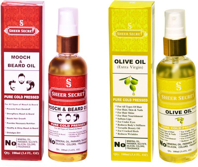 

SHEER SECRET OLIVE OIL and MOOCH & BEARD OIL (100% PURE COLD PRESSED OIL) Hair Oil(200 ml)