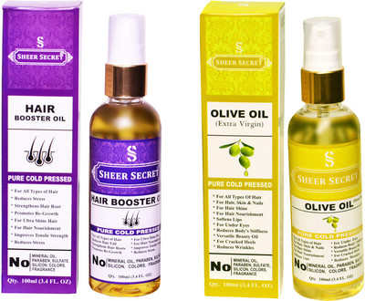 

SHEER SECRET OLIVE OIL and HAIR BOOSTER OIL (100% PURE COLD PRESSED OIL) Hair Oil(200 ml)